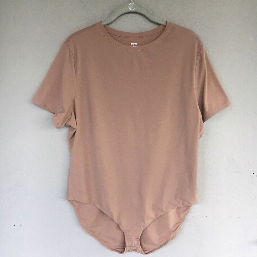Skims Fits Everybody Short Sleeve T-Shirt Bodysuit Tan Plus Size 4X Full Back